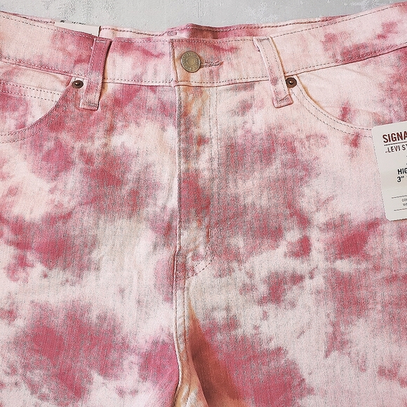 New Levi Strauss Signature Heritage High Rise 3" Pink Tie Dye Shorts Women's 12 - Picture 4 of 9